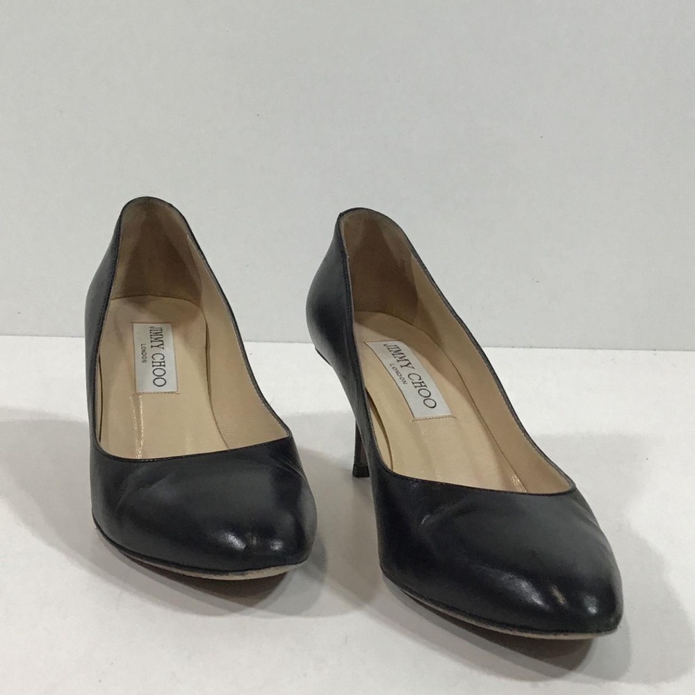Women’s Jimmy Choo Elegant Black Leather Heels Pumps Size 37.5